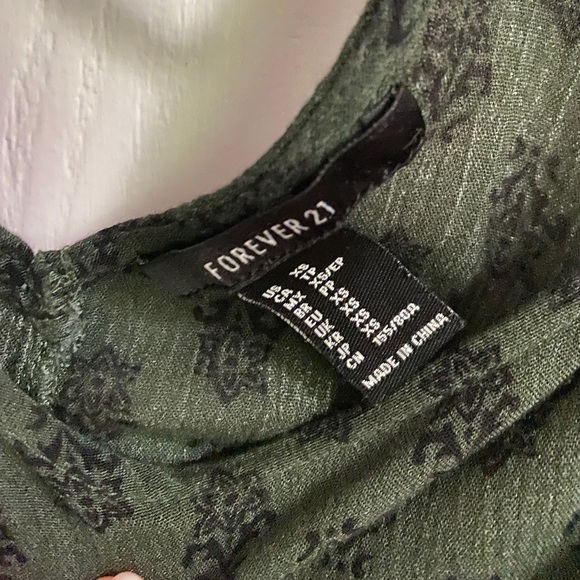 Dark Green Floral Long Sleeve Mini Dress - Picture 4 of 4